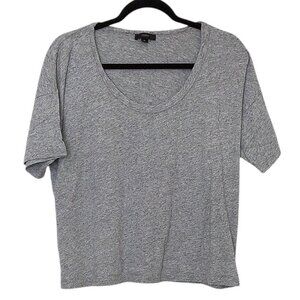J. Crew Solid Gray Scoop Neck Dolman Short Sleeve Top Medium